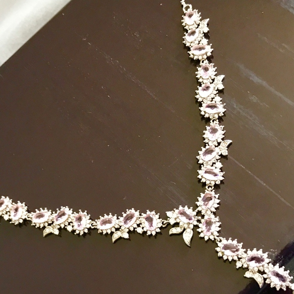 Pink Kunzite sterling silver necklace